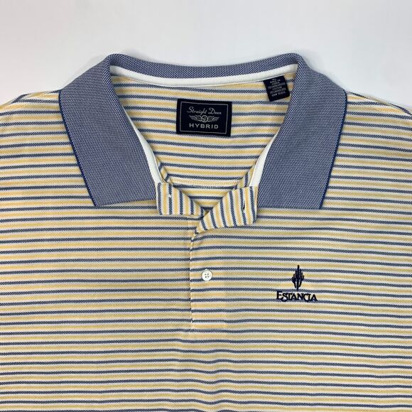 Vintage Straight Down Hybrid Polo Shirt Mens XL Extra Large Yellow Striped Golf - Picture 3 of 10